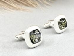 Gintarinės sąsagos vyrams su sidabru