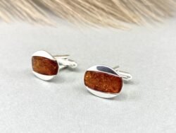 Gintarinės sąsagos vyrams su sidabru