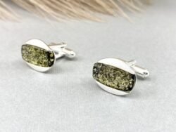 Gintarinės sąsagos vyrams su sidabru