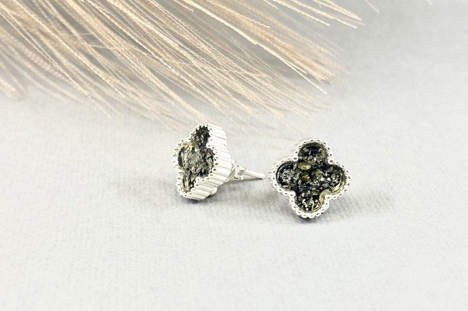 Gintariniai auskarai su sidabru