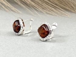 Gintariniai auskarai su sidabru