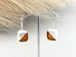 Gintariniai auskarai su sidabru