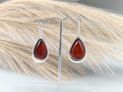 Gintariniai auskarai su sidabru