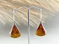 Gintariniai auskarai su sidabru