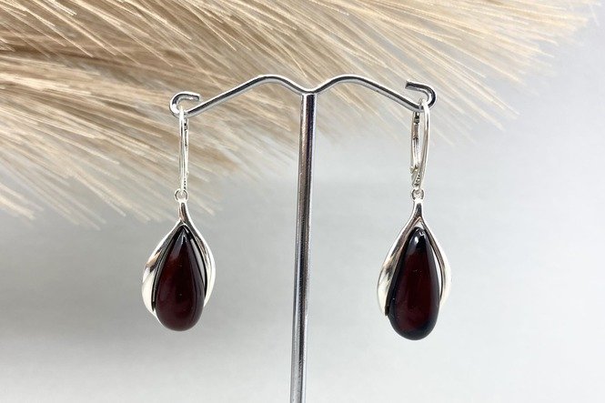 Gintariniai auskarai su sidabru