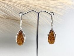 Gintariniai auskarai su sidabru