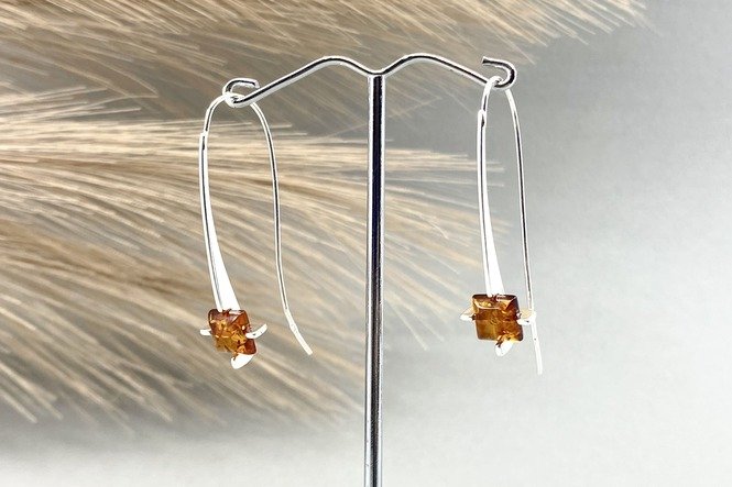 Gintariniai auskarai su sidabru